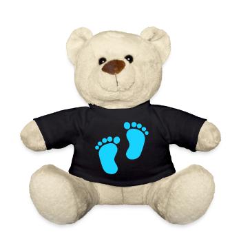 Baby Feet Blue Boy - Teddy Bear - black - Front