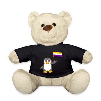 Gay Pride Antarctique Manchot animal pas binaire LGBT - Nounours - noir - Devant