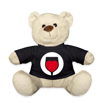 Wine Love Verre à vin Buveur de vin - Nounours - noir - Devant