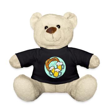 Fête de la bière Octoberfest. Tasse à bière et Brezel. - Nounours - noir - Devant