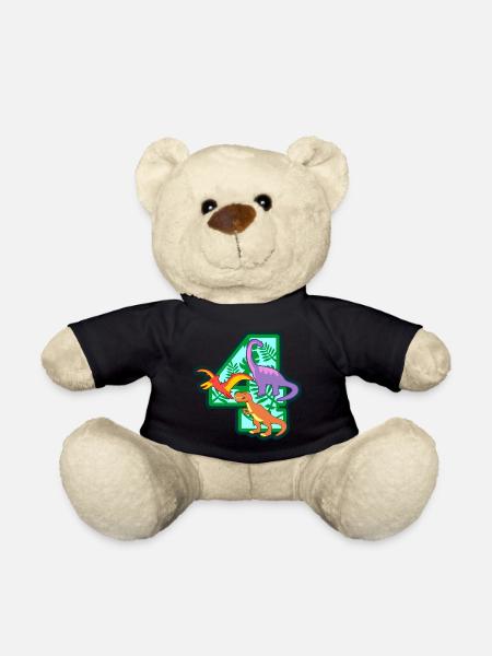 Dinosaurier 4. Geburtstagsparty Nummer 4 - 4 Jahre - Teddy - Schwarz
