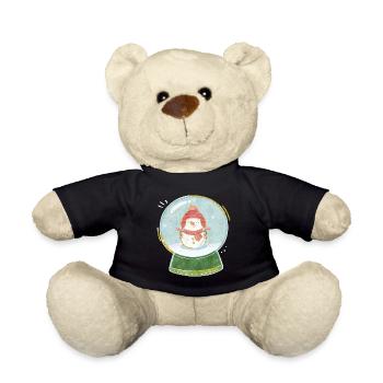Schneemann in einer Schneekugel - Wintermotiv - Teddy - Schwarz - Vorne