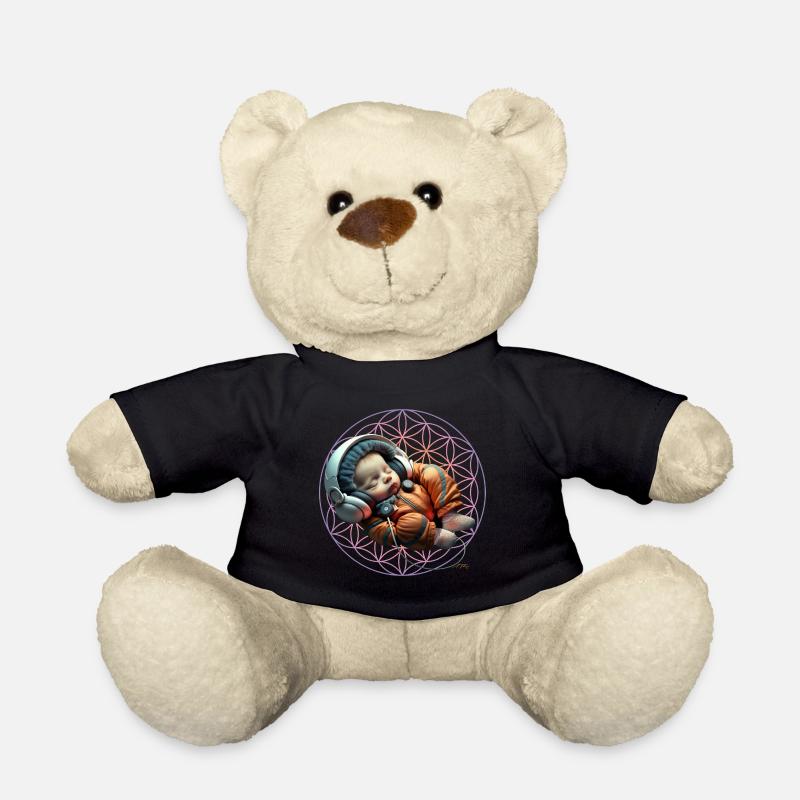Kleiner Astronaut mit Blume des Lebens - Teddy - Schwarz