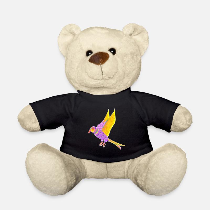 Colorful bird - flies - Teddy Bear - black