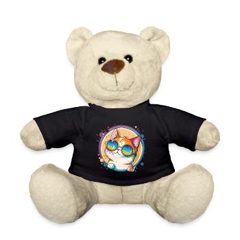 Lustige Katze mit Sonnenbrille Katzenliebhaber - Teddy - Schwarz - Vorne