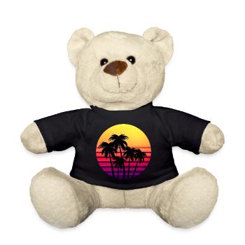 Retro Sunset Palmen im Sonnenuntergang - Teddy - Schwarz - Vorne
