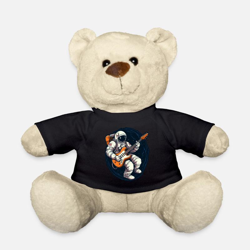 Astronaut with guitar space guitarist - Teddy Bear - black