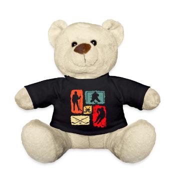 Eishockey Spieler Torwart Retro Vintage - Teddy - Schwarz - Vorne