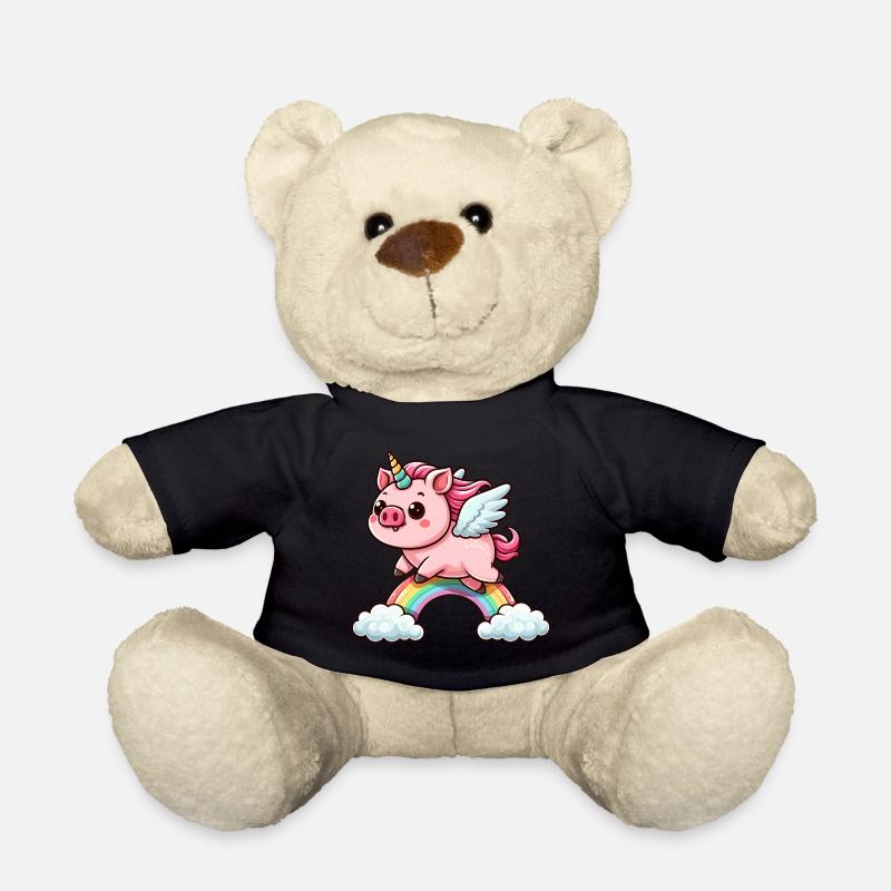 Schwein Einhorn Schweinchen Lustige Tiere - Teddy - Schwarz