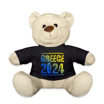 Greece 2024 Colorful Holiday - Teddy Bear - black - Front
