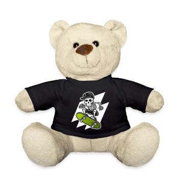 Skelett Totenkopf Skater Skateboarder Skateboard - Teddy - Schwarz - Vorne