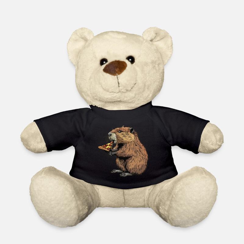 Biber isst Pizza - Teddy - Schwarz