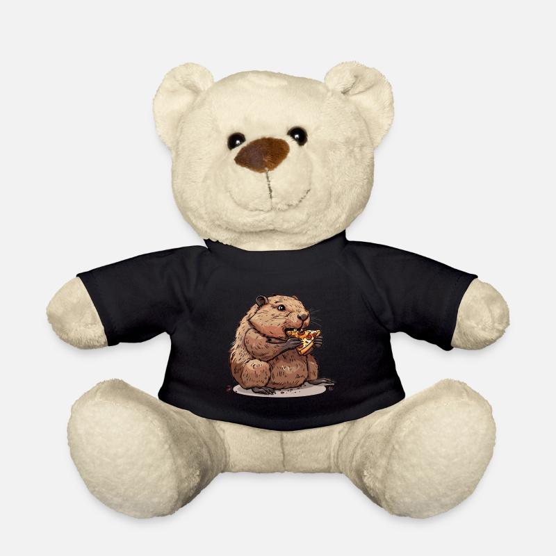 Biber isst Pizza - Teddy - Schwarz