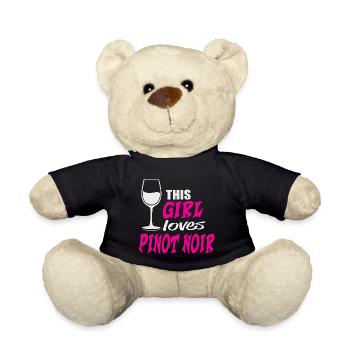 This Girl loves Pinot Noir Rotwein Spruch - Teddy - Schwarz - Vorne