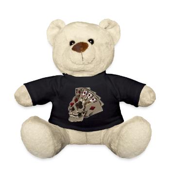 Poker Totenkopf | Kartengeber Zocker Glück Jackpot - Teddy - Schwarz - Vorne