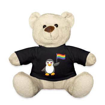 Antarctica Animal Gay Pride Rainbow Penguin LGBT - Teddy Bear - black - Front