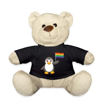 Regenbogen Flagge Gay Pride Month Pinguin LGBT - Teddy - Schwarz - Vorne
