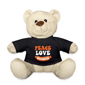 Peace Love Barbecue - Humour été papa apéritif - Nounours - noir - Devant
