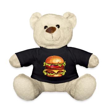Burger, Hamburger, Cheeseburger, Fast Food, USA Comic - Teddy Bear - black - Front