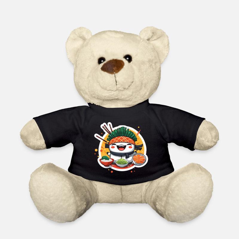 Happy Sushi Samurai - Mignon amateur de sushis kawaii - Nounours - noir
