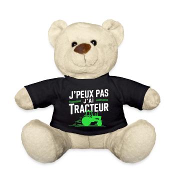 I can't I have Tractor (Green) - Teddy Bear - black - Front