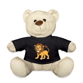 Wild lion cartoon illustration safari - Teddy Bear - black - Front