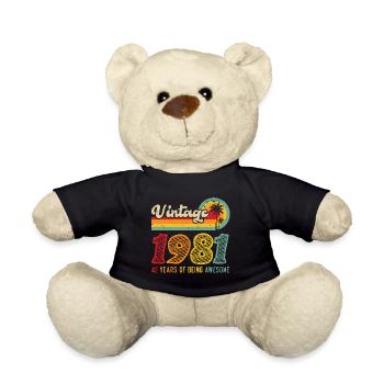 Vintage 1981, Cadeau D'anniversaire 42 Ans - Nounours - noir - Devant