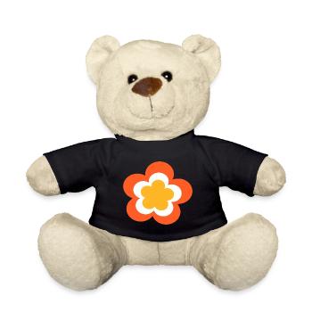 70s Flower Pattern - Teddy Bear - black - Front