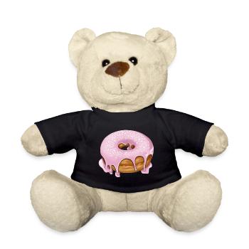 Donut pink mit Streusel Gebäck Illustration - Teddy - Schwarz - Vorne