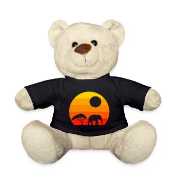 Retro Afrika Tier Geschenk Elefant - Teddy - Schwarz - Vorne