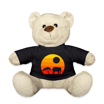 Zoo Animal Lovers Africa Safari Animal Retro Elephant - Teddy Bear - black - Front