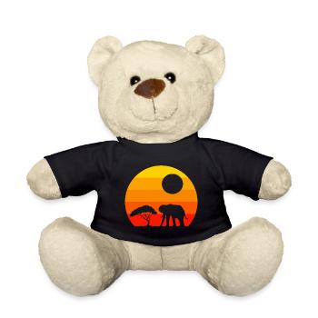 Sunset Africa Animal Gift Retro Elephant - Teddy Bear - black - Front