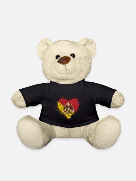 Coeur de drapeau de la Sicile vintage - Nounours - noir