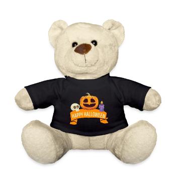 Cadeau effrayant à la citrouille Joyeux Halloween - Nounours - noir - Devant