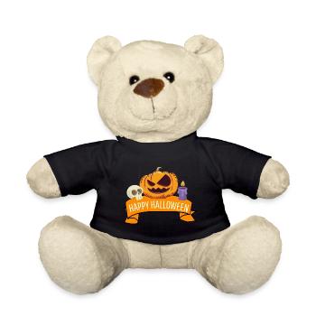 Cadeau effrayant à la citrouille Joyeux Halloween - Nounours - noir - Devant