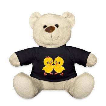 Deux poussins souriants mignons - Nounours - noir - Devant