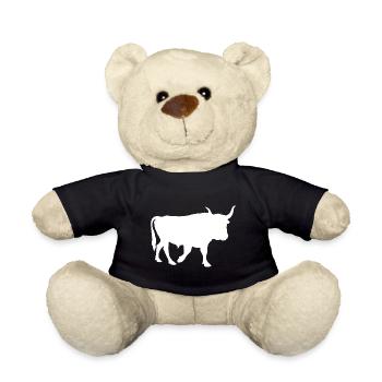 Weiße Silhouette Stier Bulle - Teddy - Schwarz - Vorne