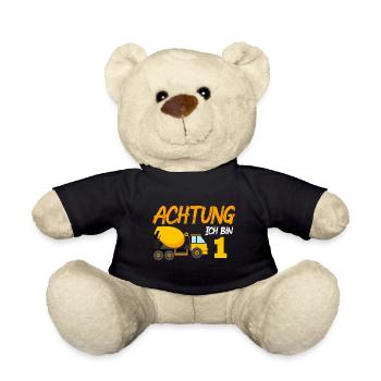 Ich bin 1 Betonmischer 1. Geburtstag 1 Jahr - Teddy - Schwarz - Vorne