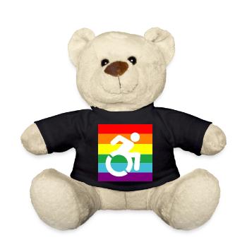 Behinderte, Schwule, Rollstuhl, Pride, LGBTQ # - Teddy - Schwarz - Vorne