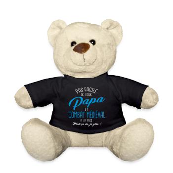 Papa et combat médiéval - Nounours - noir - Devant
