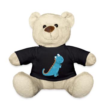 Funny Little Dino I Boy Kids Gift - Teddy Bear - black - Front