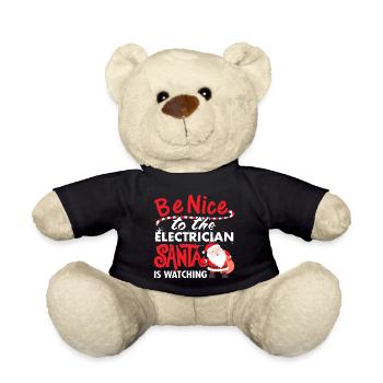 Soyez gentil à l'électricien le père Noël regarde la chemise - Nounours - noir - Devant