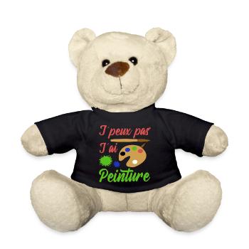 Peinture shirt je peux pas j´ai peinture artiste - Nounours - noir - Devant