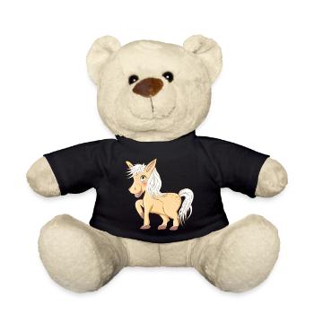 magical cute pony radiant and laughing - Teddy Bear - black - Front