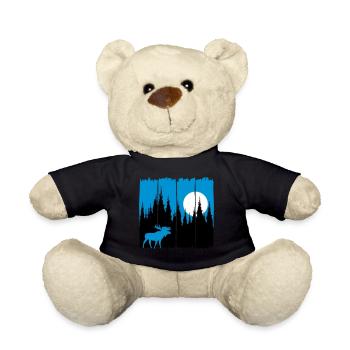 Moose in front of the moon / sun forest dweller forest deer animal - Teddy Bear - black - Front