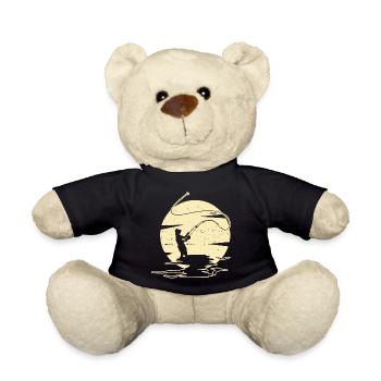 Fliegenfischen Fischen Angeln Angler Fischer - Teddy - Schwarz - Vorne