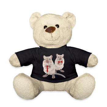 Funny racing mice with tie & bow tie - Teddy Bear - black - Front
