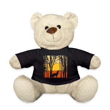 Coucher de soleil avec loup dans la forêt Loups Nature - Nounours - noir - Devant