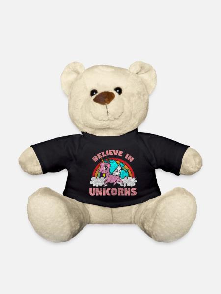 Unicorns Fairy Tale Pink - Teddy Bear - black
