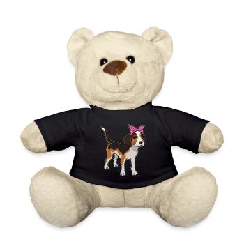 Beagle with Bow Beagle Owner Gift - Teddy Bear - black - Front
